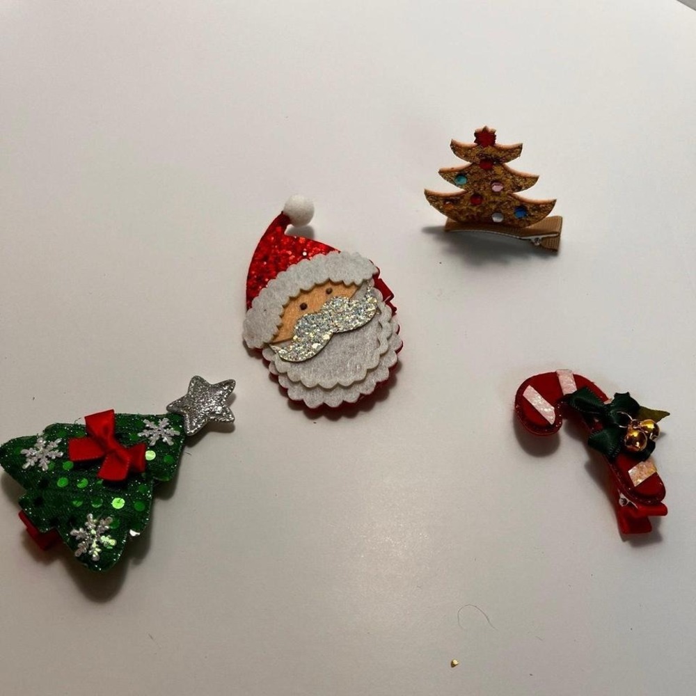 Unbranded Christmas Hair Clips Set Girls OS Multicolor Excellent Festive Glitter